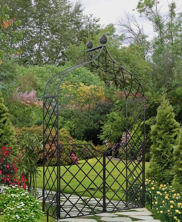 Kiftsgate Garden Arch with Garden Gate. Galvanised, powder coated steel.