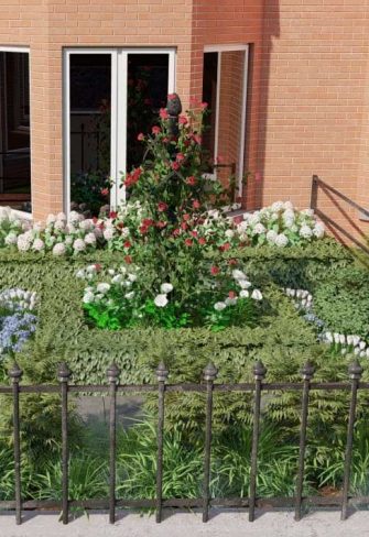 Garden design for the Charleston Rose Obelisk in a front garden