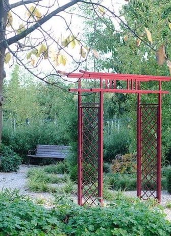 Classic Garden Elements' Torii Japanese Gate, powder coated in red