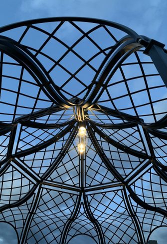 The Schoenbrunn Wrought-Iron Gazebo at night