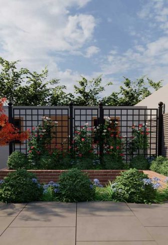 Elegant patio with Bauhaus Metal Railing Panels