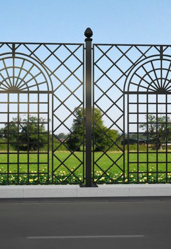 The Orangery Wrought-Iron Railing by Classic Garden Elements in black