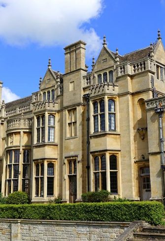 Exterior view of Rushton Hall in Northamptonshire, England