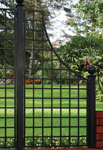 The right-hand panel of the Rushton Hall Wrought-Iron Railing by Classic Garden Elements