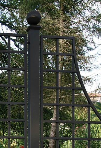 Close-up of the Rushton Hall Wrought-Iron Railing by Classic Garden Elements