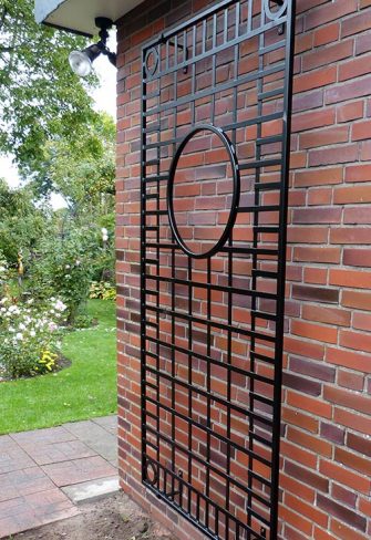 The Knebworth House Metal Wall Trellis by Classic Garden Elements seen from the side