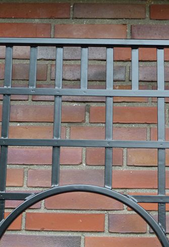 Close-up of the Knebworth House Metal Wall Trellis by Classic Garden Elements