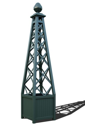 The Versailles Planter with Memphis Pyramid Trellis, powder coated in RAL 6012 Black green