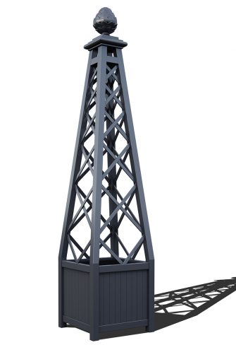 The Versailles Planter with Memphis Pyramid Trellis, powder coated in RAL 7024 Graphite grey