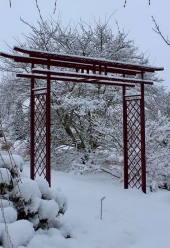 The Torii Japanese Gate by Classic Garden Elements in the snow