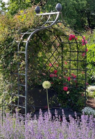 The Victorian Rose Arbour by Classic Garden Elements, with climbing roses, clematis and catnip